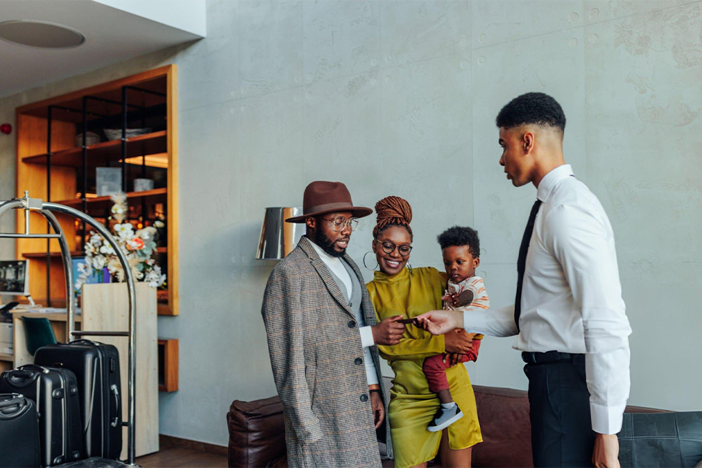 Family enjoying a luxury stay at The Hut Hotel, the best family hotel in Rwanda