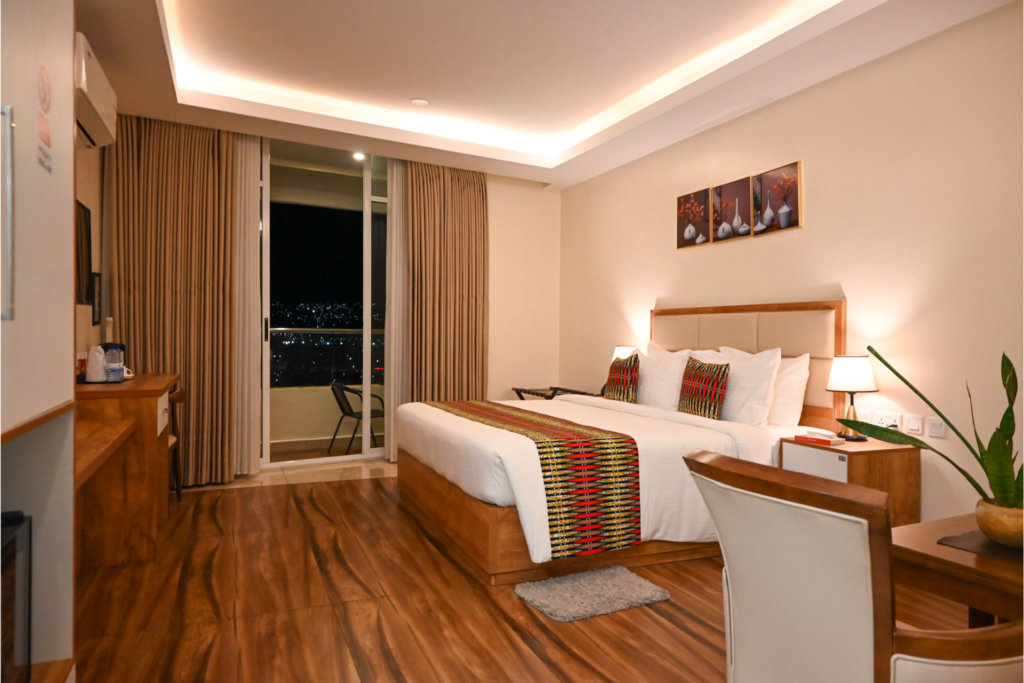 Premier Room at The Hut Hotel designed for business and leisure stays in Kigali